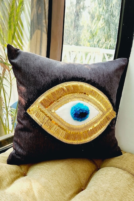 Throwpillow Evil Eye Embroidered Cushion Cover - Single Pc 