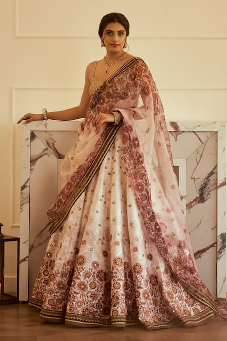 Cedar & Pine Floral Spray Print Lehenga Set 