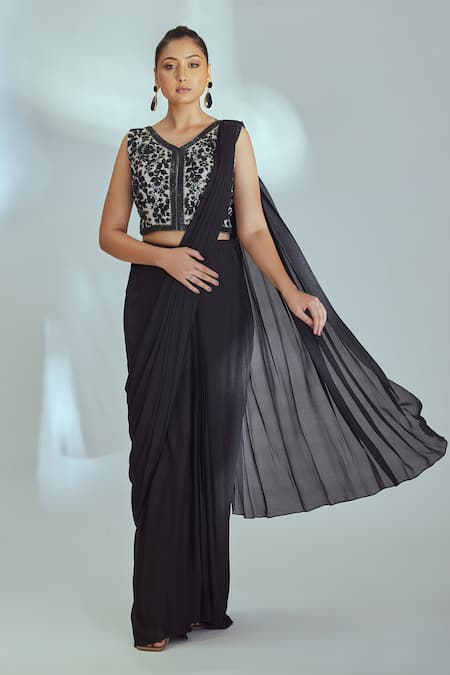 Suruchi Parakh Pre-Draped Saree With Embroidered Blouse 