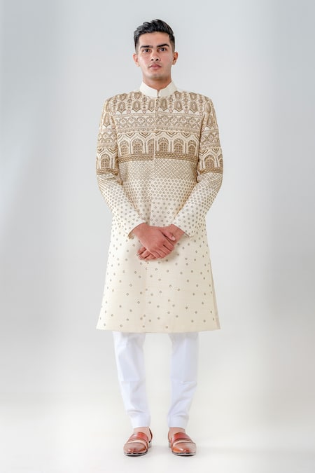 Amrit Dawani Raw Silk Embellished Sherwani Set 