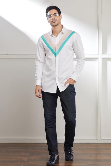 Seven Contrast Tri-Panelled Shirt 