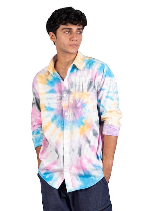 Theorem Cotton Happy Spiral Tie Dye Shirt 