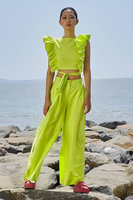 Neon green 2024 ruffle top