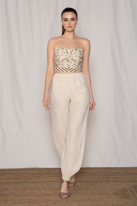 AMRTA by GUNEET KONDAL Embroidered Bustier & Jogger Set 