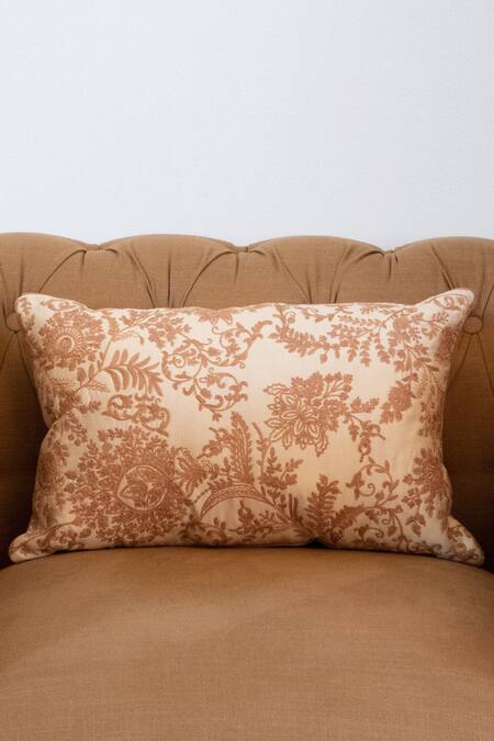 Khaabka Floral Embroidered Chanderi Silk Cushion Cover - Set of 2 
