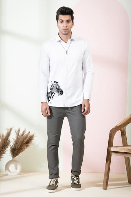 Hilo Design Stan Zebra Embroidered Shirt 