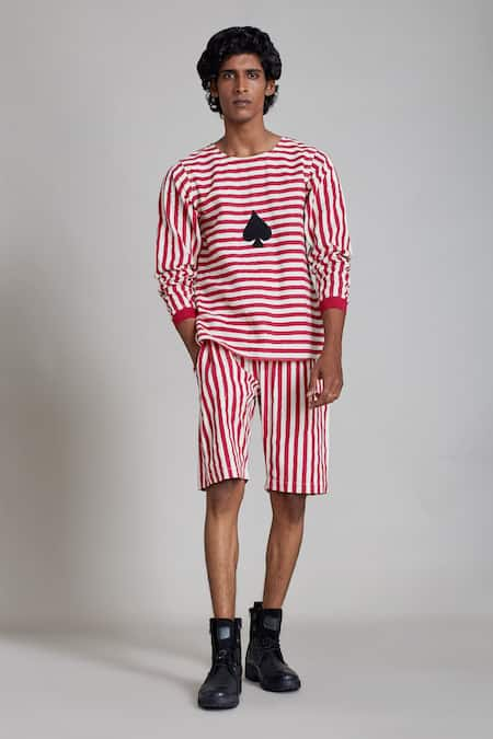 Mens red 2024 striped shorts