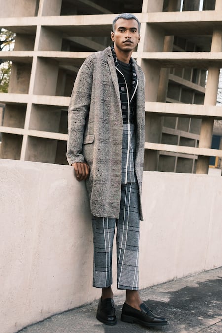 Long hot sale checkered jacket