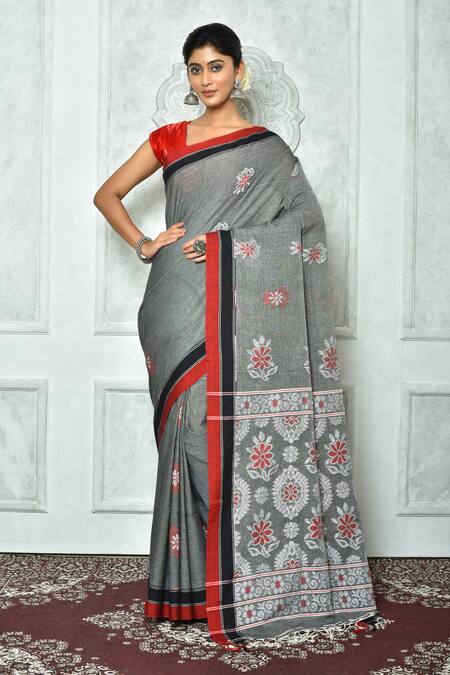 Best Latest fancy design Gray Color Cotton Silk Saree online Cost