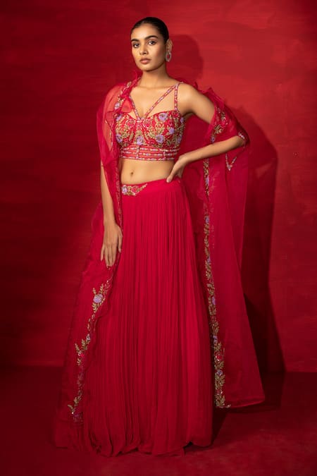 Miku Kumar Embroidered Cape Lehenga Set 