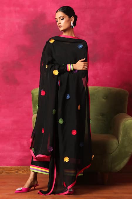 Dohr India Placket Embroidered Kurta Palazzo Set 