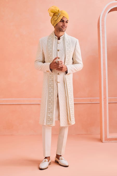 Philocaly Vine Silk Sherwani Set 