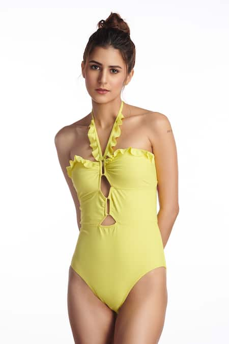 Kai Resortwear Citrus Frill Halter Neck Swimsuit 