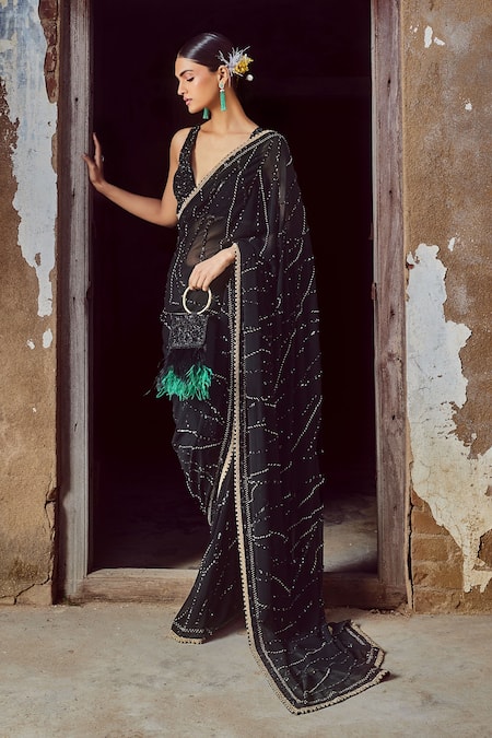 Edathal Star Collection's Kalamkari Print Saree With Sequin & Zari Boder &  Tussles In Pallu With