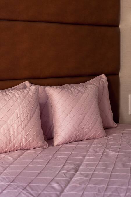 H2H Pink Linen Madeleine Diamond Bed Cover Set