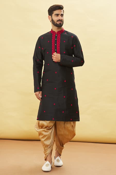 Arihant Rai Sinha Leaf Embroidered Kurta & Dhoti Pant Set 