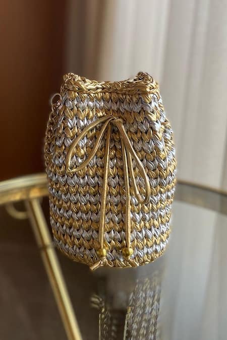 Bijit Metallic Braided Textured Potli 