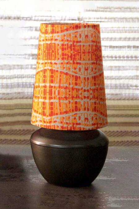 Courtyard Orange Metal Abstract Pattern Shubha Circular Table Light