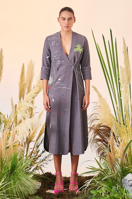 Shahin Mannan Holiday Long Wrap Dress 