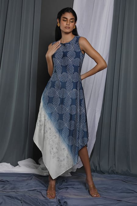 Krishna Mehta Chanderi Asymmetric Hem Tunic 