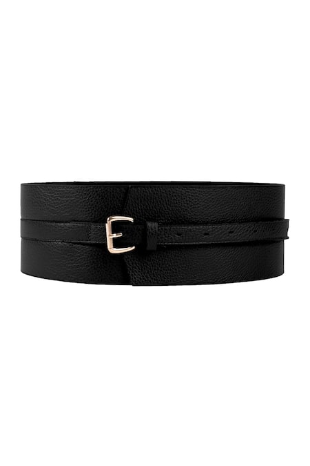 Shop Trov Black Luca Crafted Leather Belt at Aza Fashions Shop_Trov_Black Luca Crafted Leather Belt _at_Aza_Fashions