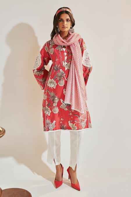 Sage Saga Soha Garden Print Kalidar Kurta Palazzo Set 