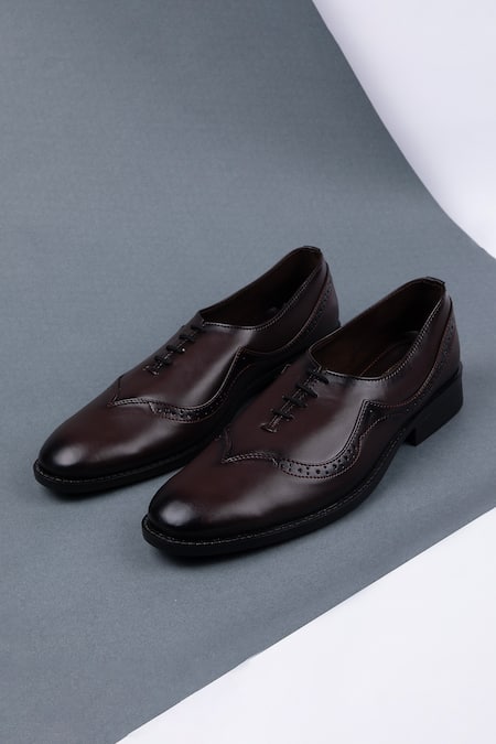 Schon Zapato Brown Oxford Brogue Pattern Shoes 