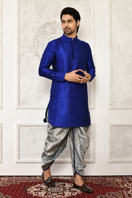 Arihant Rai Sinha Silver Dupion Silk Floral Metallic Cowl Drape Pant 