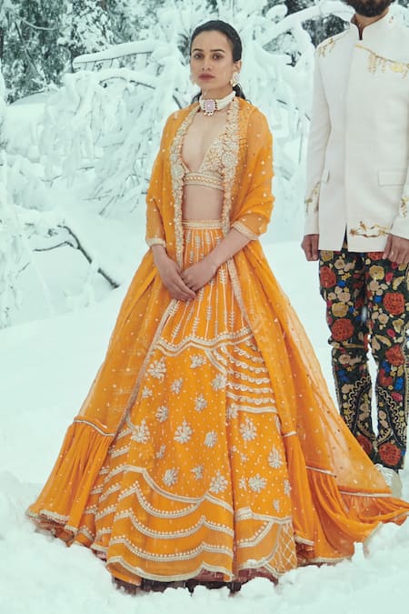 Sahil Kochhar Nagruk Floral Embroidered Bridal Lehenga Set 