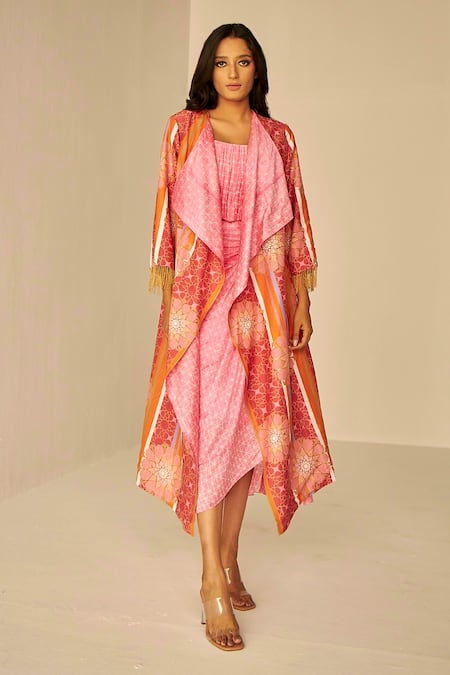 Betrue Reversible Bukhara Print Cape Skirt Set 