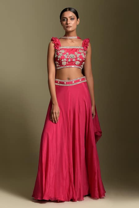 Two Sisters By Gyans Embroidered Bustier Flared Pant Set 