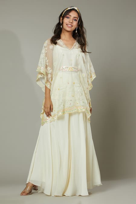 I am Design French Vanilla Palazzo & Embroidered Kaftan Set 