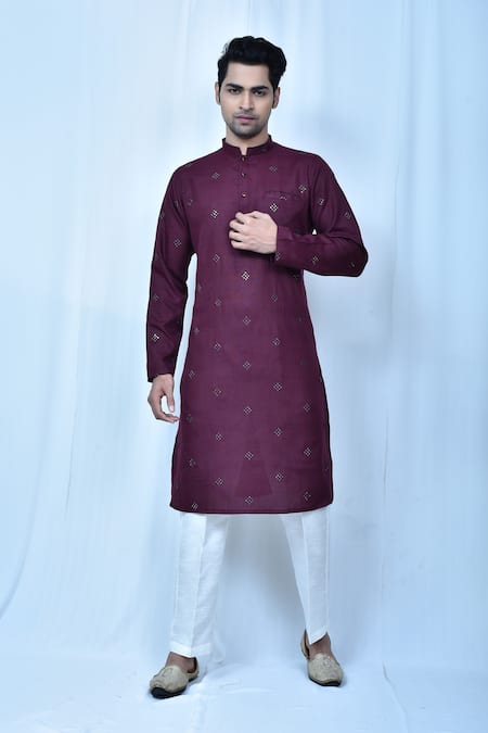 Samyukta Singhania Cotton Geometric Embroidered Kurta Set 