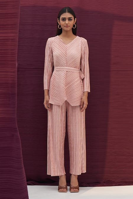 Pleats by Aruni Metallic Pleated Top & Pant Set 
