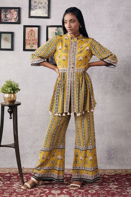 Soup by Sougat Paul Sarouk Printed Peplum Kurta & Pant Set 