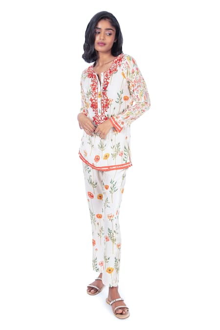 Monisha Jaising Floral Print Tunic & Pant Set 