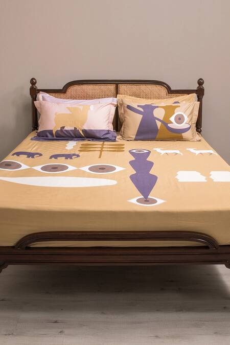 Kyoona Green 100% Cotton Printed The Basharat Animal Bedsheet Set 