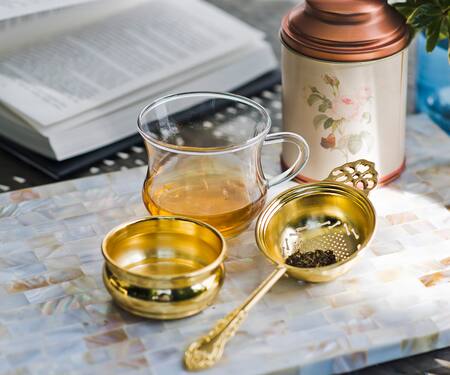 Elm & Oak White Mother Of Pearl And Aluminium Tray Checkered Pattern Set 2