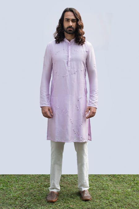 KAKA CALCUTTA Mirror Embellished Bamberg Silk Kurta Set 