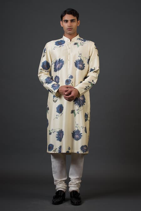 Balance by Rohit Bal Chanderi Silk Botanical Print Kurta Set 