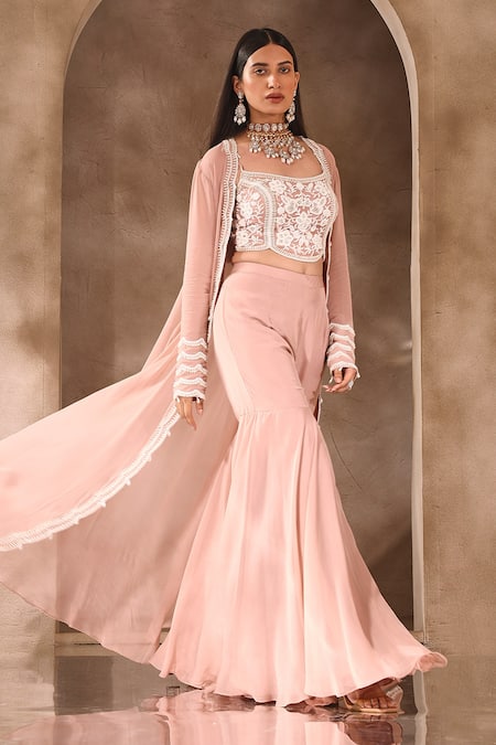 Seema Thukral Scallop Detail Jacket Gharara Set 