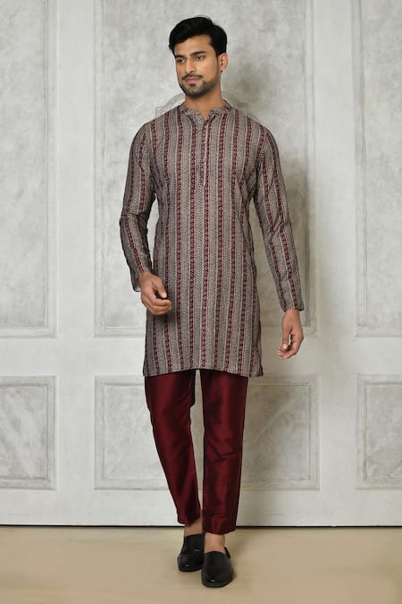 Samyukta Singhania Multi Color Cotton Silk Printed Stripe Kurta Set