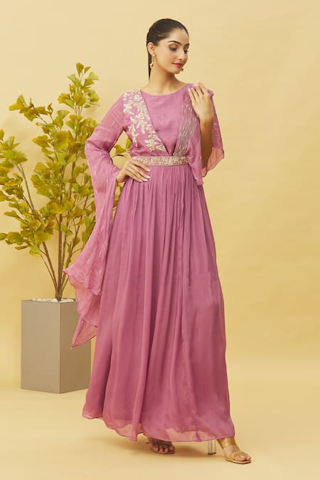 Samyukta Singhania Floral Embroidered Draped Gown 