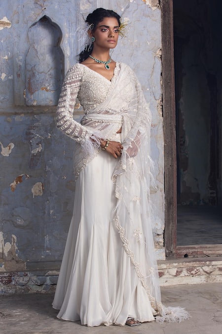 Buy Exotic Off White Organza Wedding Saree | Inddus.in.-sieuthinhanong.vn