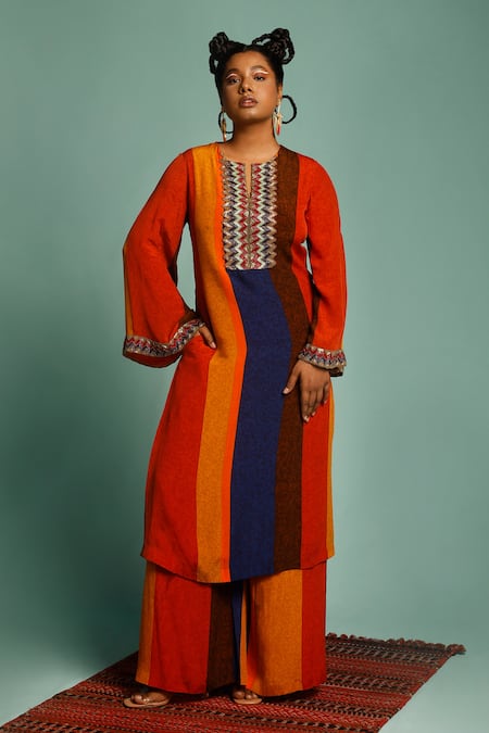 LABEL SHRISTI CHETANI Striped Kurta & Palazzo Set 