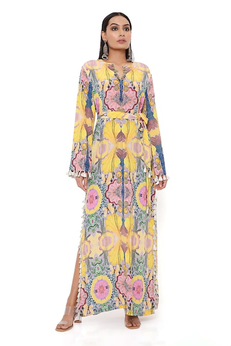 PS Pret by Payal Singhal Enchanted Print Tassel Hem Kaftan 