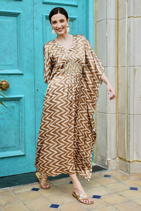 KARAJ JAIPUR Chevron Print Kaftan 