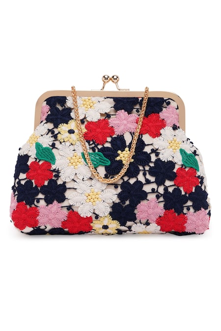 Trendy Bags Multicolored Stones Embellished Pink Clutch – VOYLLA