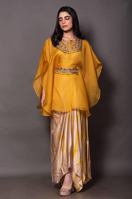 Vara by Vibha n Priti Organza Tunic Draped Skirt Set 