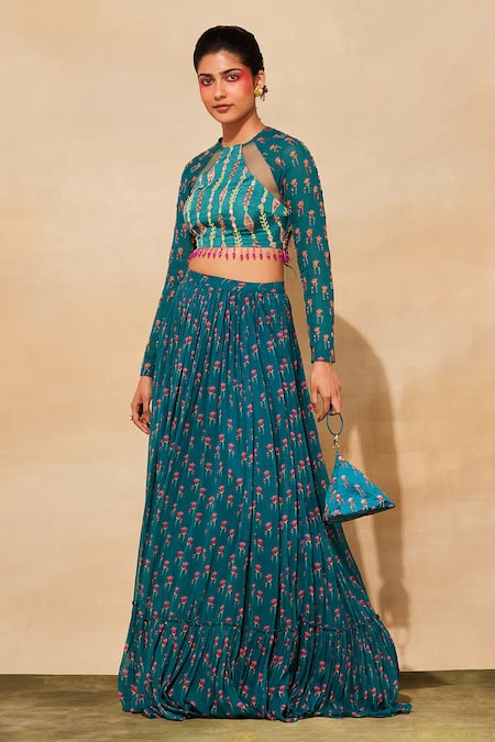 DiyaRajvvir Tulip Pattern Blouse & Skirt Set 
